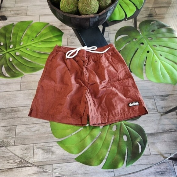 🎁EPTM Alloy NEW Men's swim shorts in a shiny fabric & elastic waist- Size Large - Picture 2 of 10
